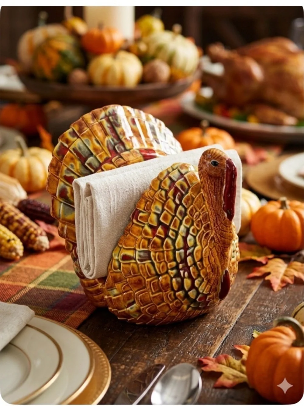Vintage Turkey Napkin Holder Thanksgiving